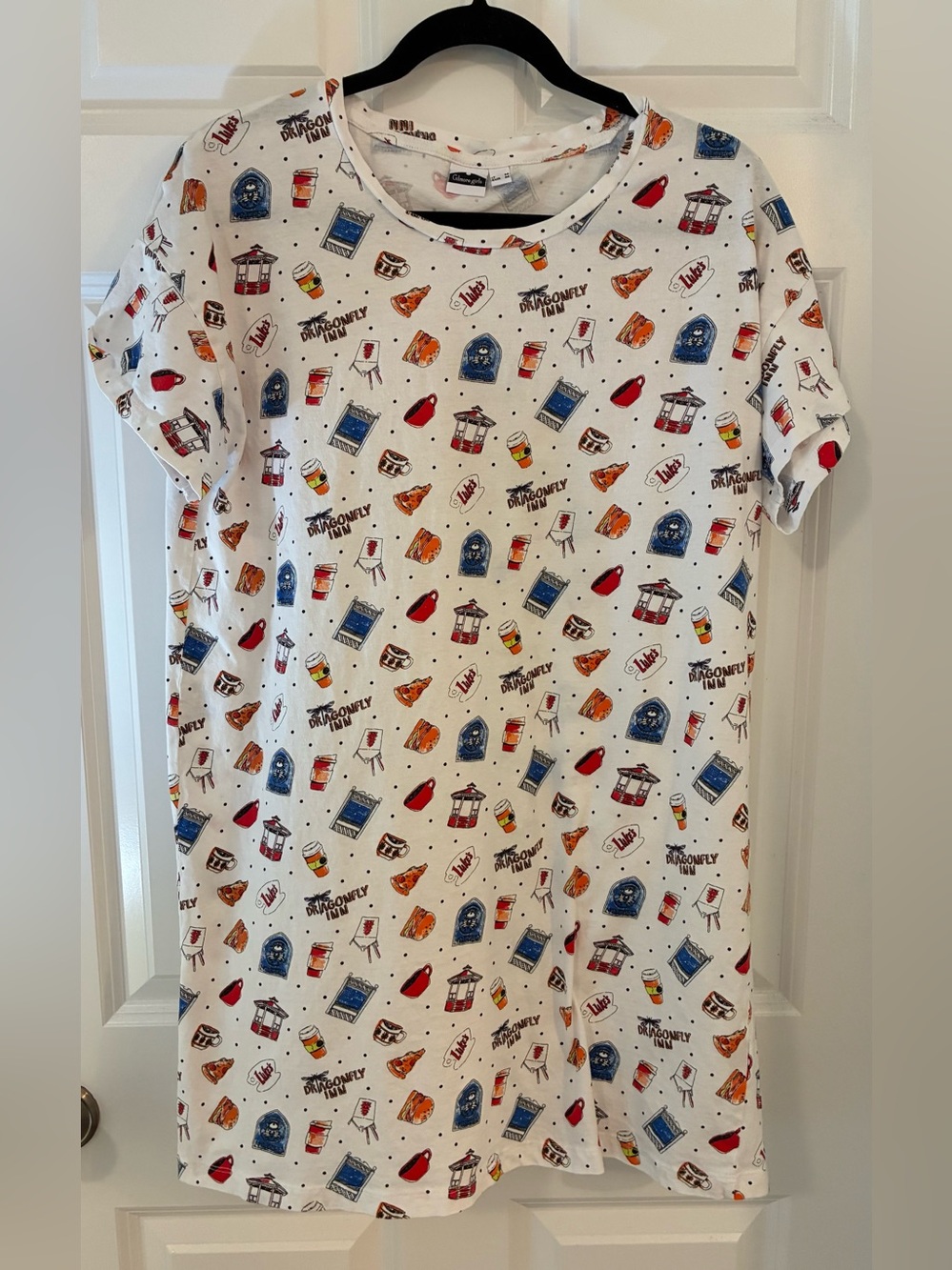 Gilmore Girls White Cotton Graphic Pocket Tee Dress Medium